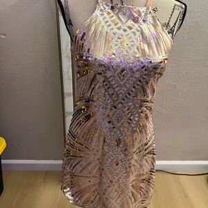 Charlotte Russe Pink Sequin Sleeveless Cocktail Mini Dress